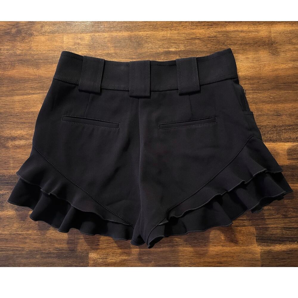 Derek Lam 10 Crosby Women’s 4 Shorts Ruffle Frill Hem High Rise Belted Black - Picture 3 of 11